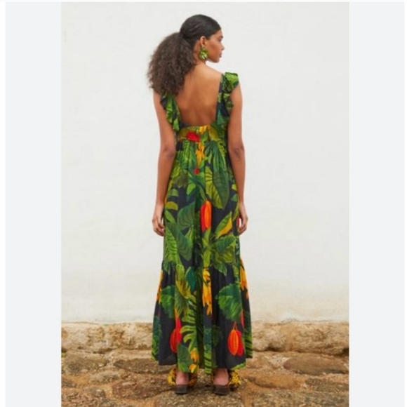 Farm Rio Cocoa Forest Maxi Dress Size Large NWT - Picture 5 of 13